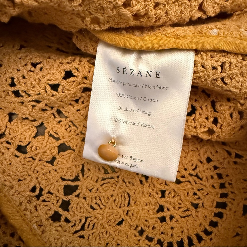 Sezane Mustard Crochet Blouse - Picture 4 of 8